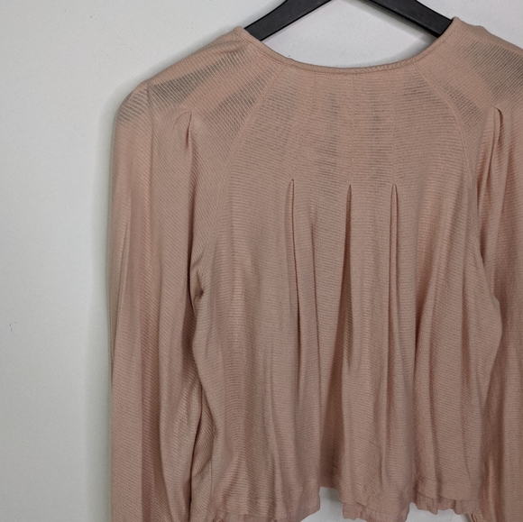 Free People Pink Billie Ribbed Blouson Sleeve Top - Picture 8 of 12